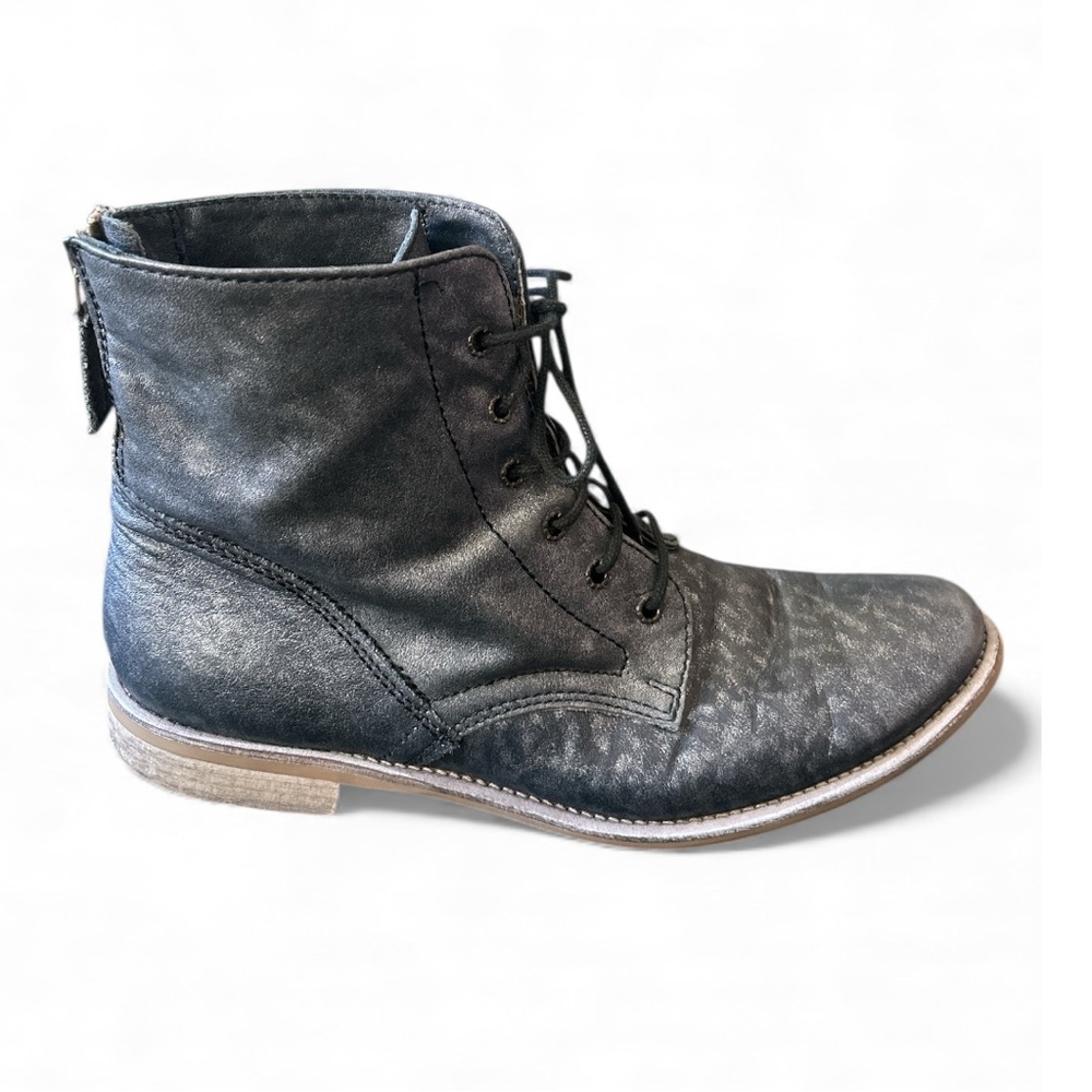 MANAS Blue/Silver Metallic Sleek Italian Leather Men's Boots size 41